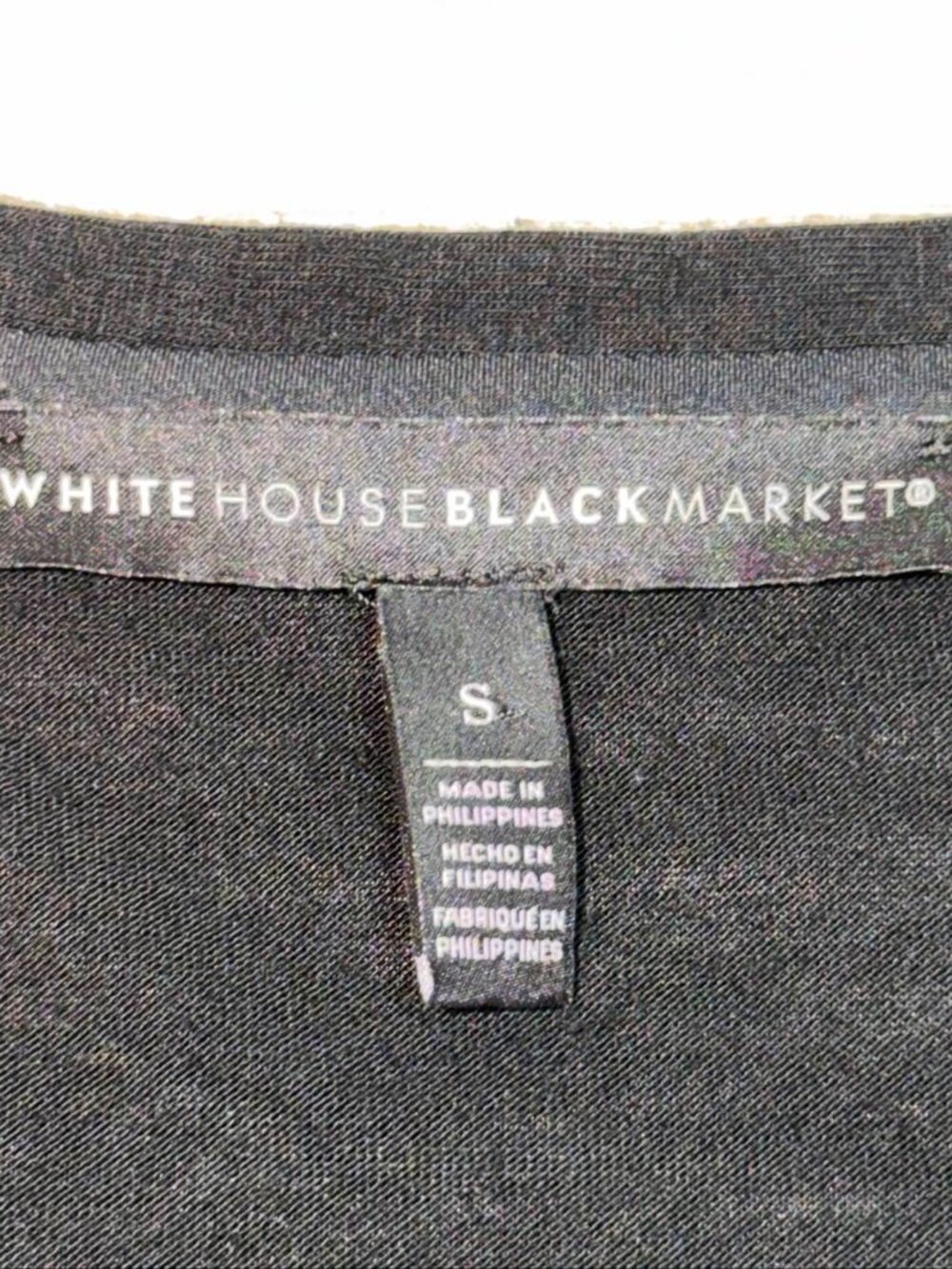 White House Black Market V-Neck Top Women S Black Long Sleeve - Picture 4 of 8